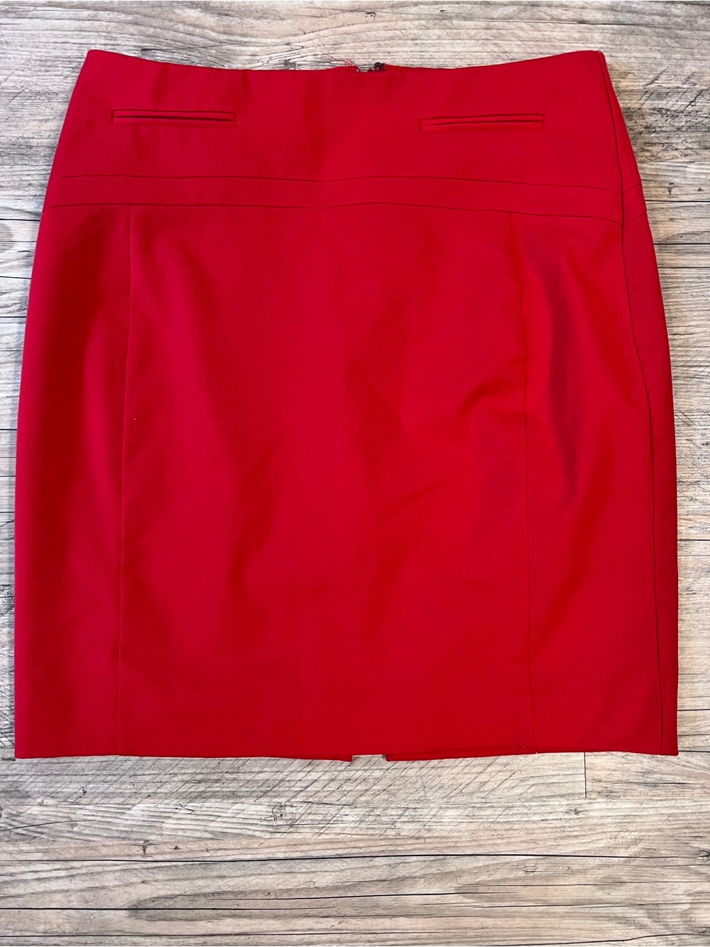 Express Red Pencil Skirt with Sleek Pocket Details